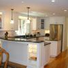 Kitchen Remodel- East Falmouth, MA- Design, lighting design, Project management and custom cabinets provided - Custom White painted Full overlay cabinets w/ Beadboard accents and Granite Countertops